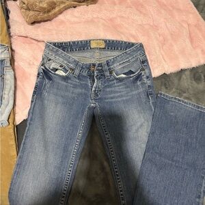 Blue Boot Cut Jeans with Classic Indigo Wash